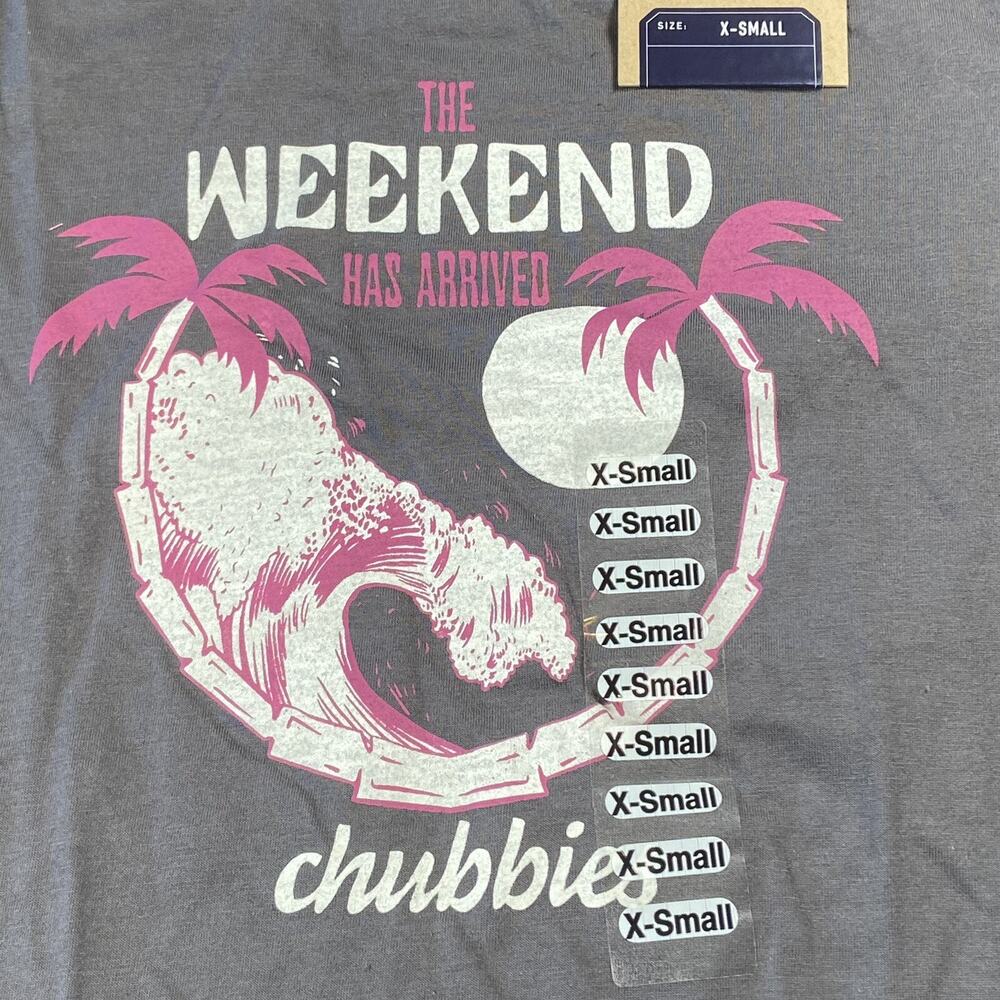 Chubbies The Weekend Has Arrived Graphic Tee Grey Pink Beach Kids Size X-Small